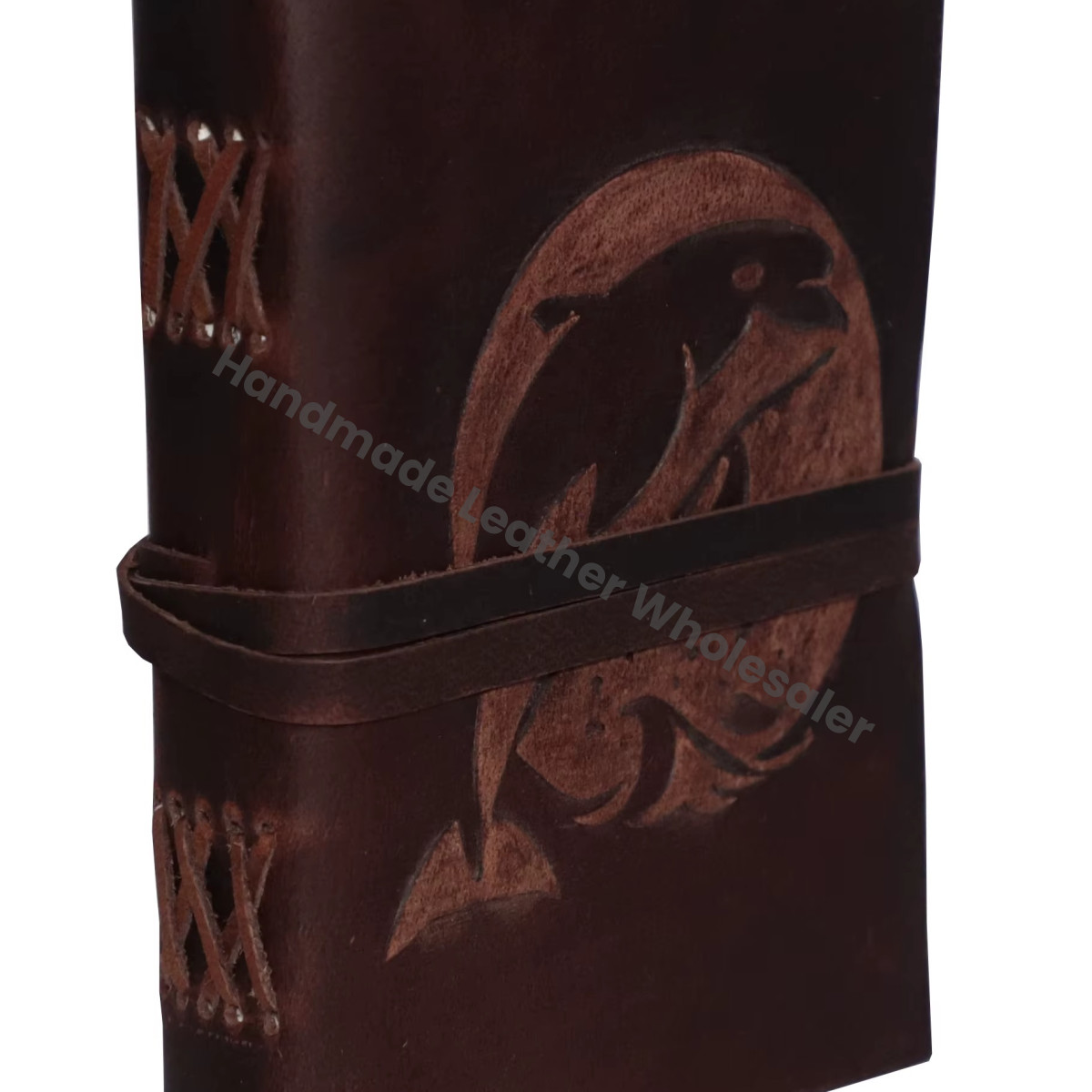 Dolphin Leather Journal Blank Thermal Binding Sketchbook Drawing Handmade Deckle Old Pages Large Notebooks Gift Travel
