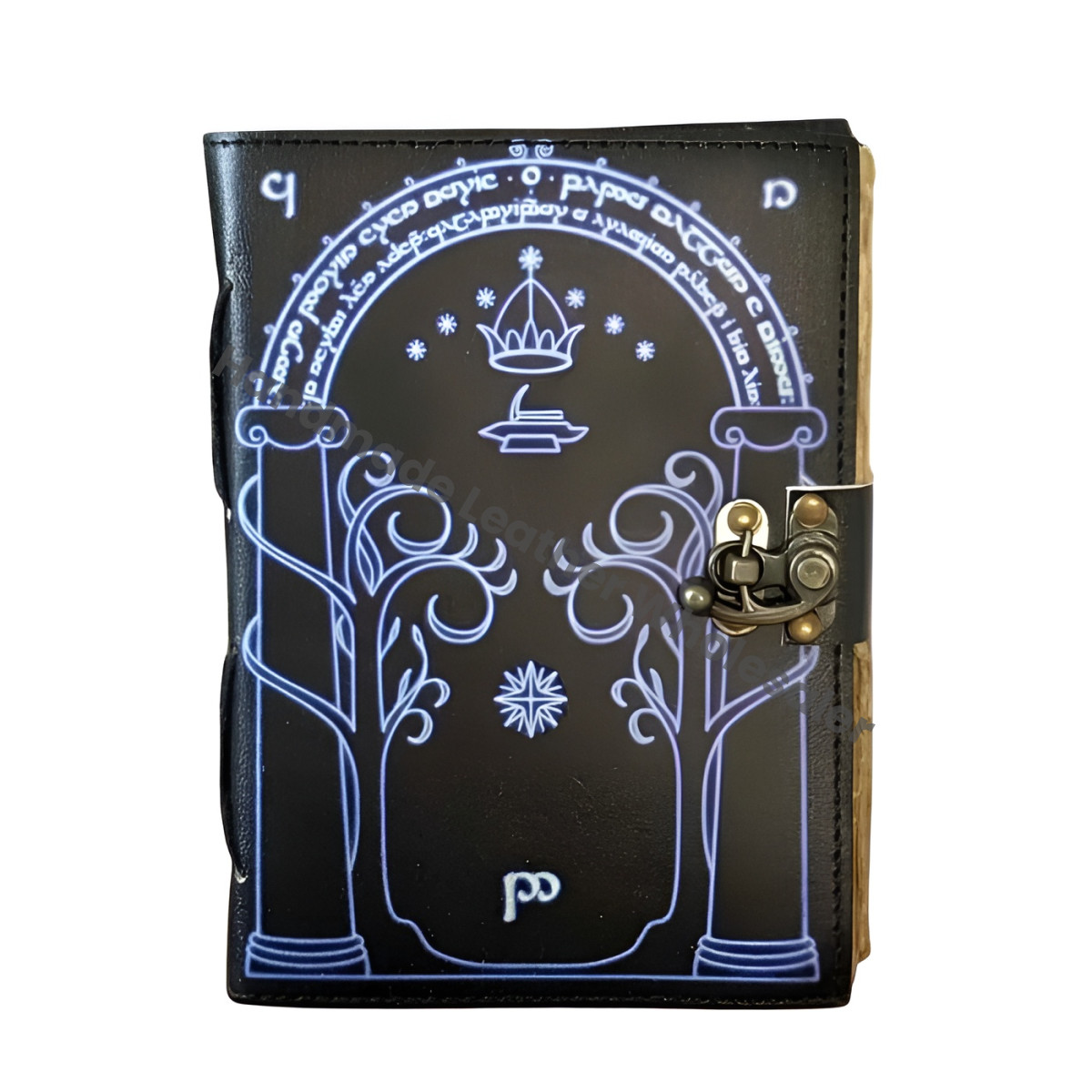 Doors of Durin Leather Notebook: Tolkien Lord of the Rings, Handmade Fantasy Journal
