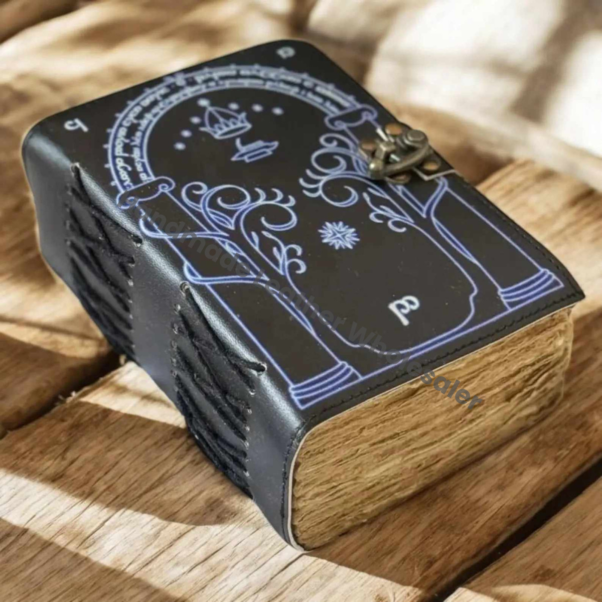 Doors of Durin Leather Notebook: Tolkien Lord of the Rings, Handmade Fantasy Journal