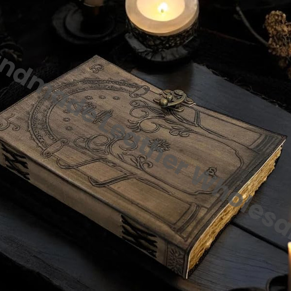 Doors of Durin Tolkien Lord of the Ring Embossed Leather Journal , Book Hobbit Jrr tolkien books lord of the rings Book of Shadows Notebook Grimoire Witchcraft Supplies Merchandise Bookends Gift For Men and Women