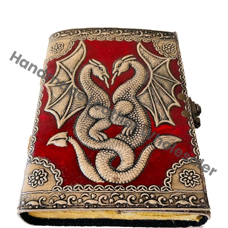 Double Dragon Book of Shadows Hardcover Wholesaler Notebooks DND Antique Vintage Spell Sketchbook Gift for Women Artist Planner