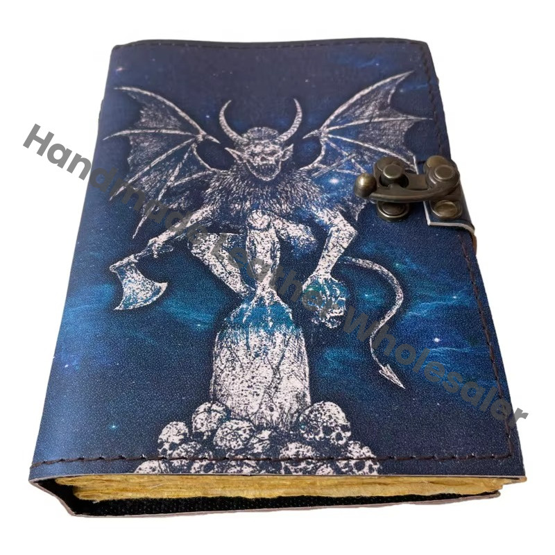 Dragon DND Handmade Leather Printed Journal Retro Collage Design Deckle Paper Eco-friendly Vintage Address Book Gift