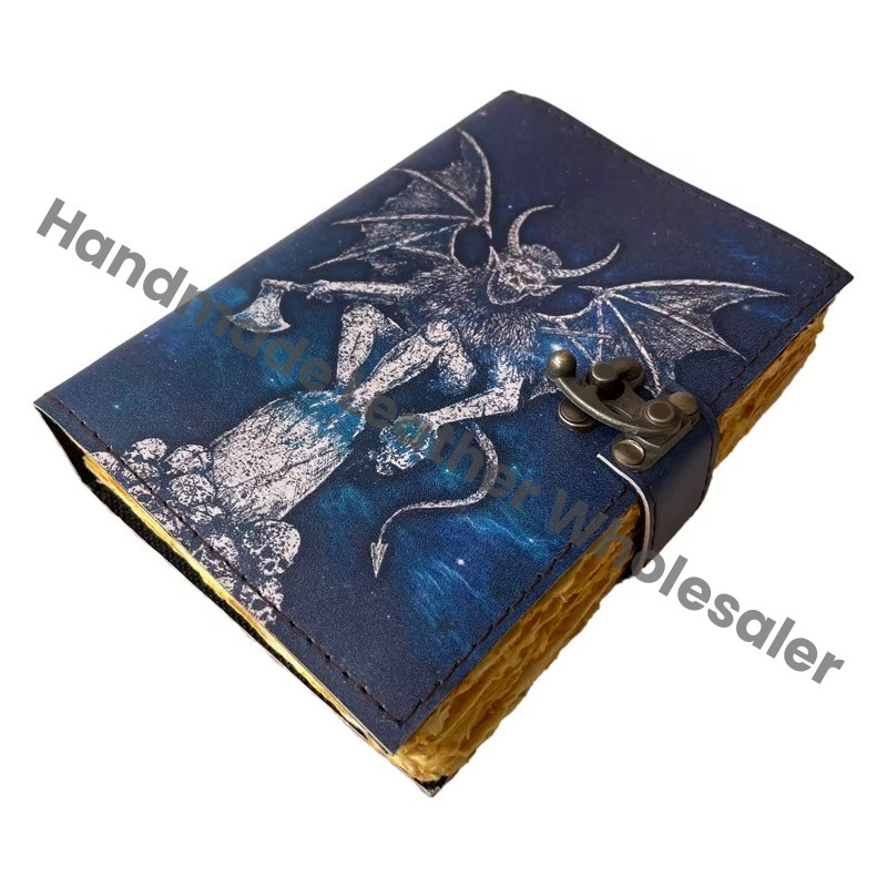 Dragon DND Handmade Leather Printed Journal Retro Collage Design Deckle Paper Eco-friendly Vintage Address Book Gift