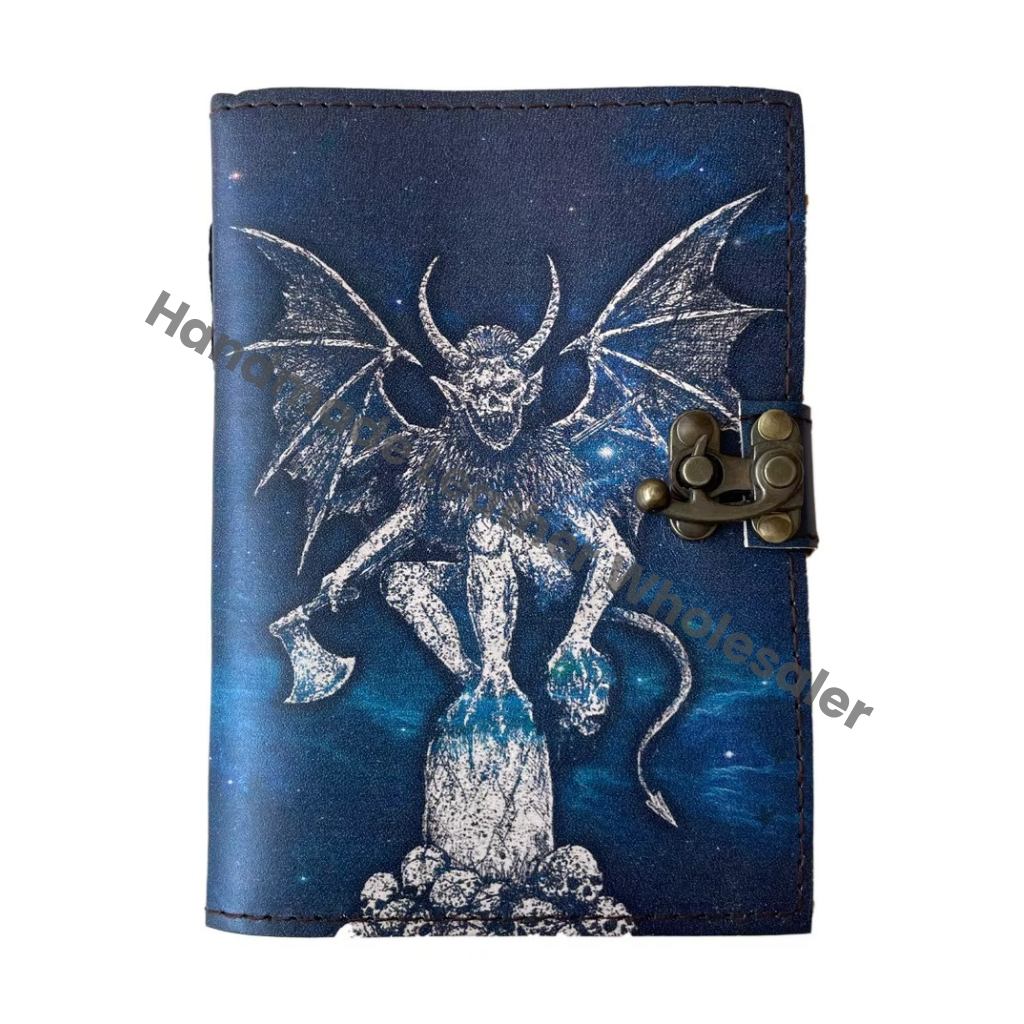Dragon DND Handmade Leather Printed Journal Retro Collage Design Deckle Paper Eco-friendly Vintage Address Book Gift