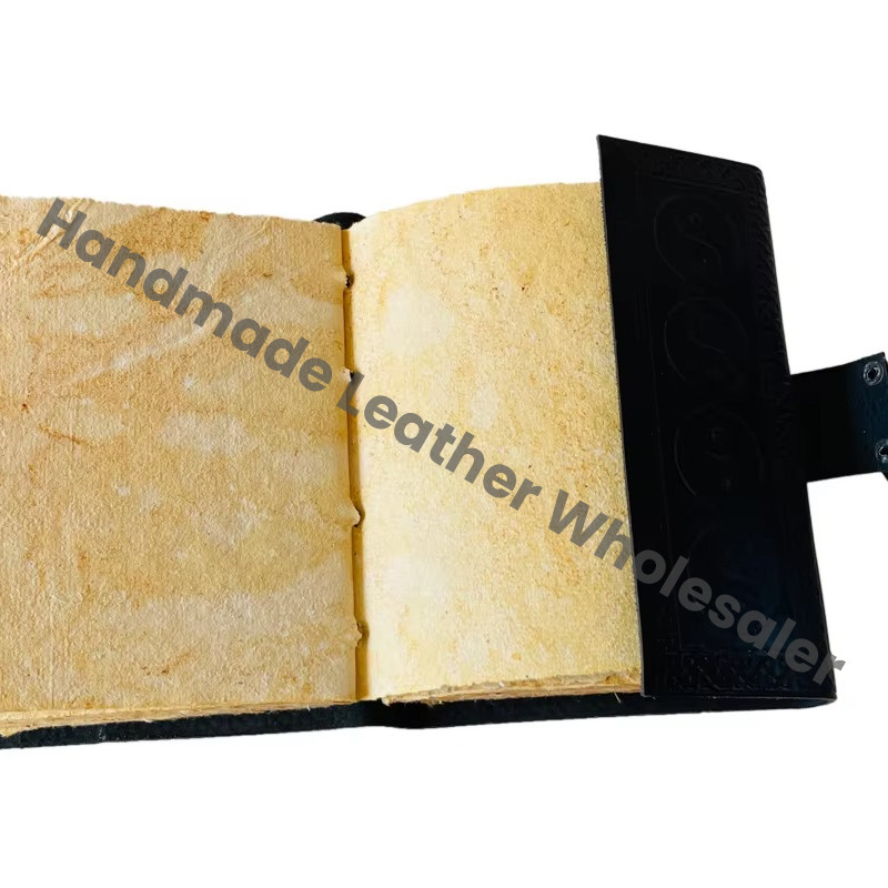Dragon DND Vintage Leather Book of Spells Celtic Wiccan Journals for Writing Black Handmade Deckle Art Paper Planner Diary
