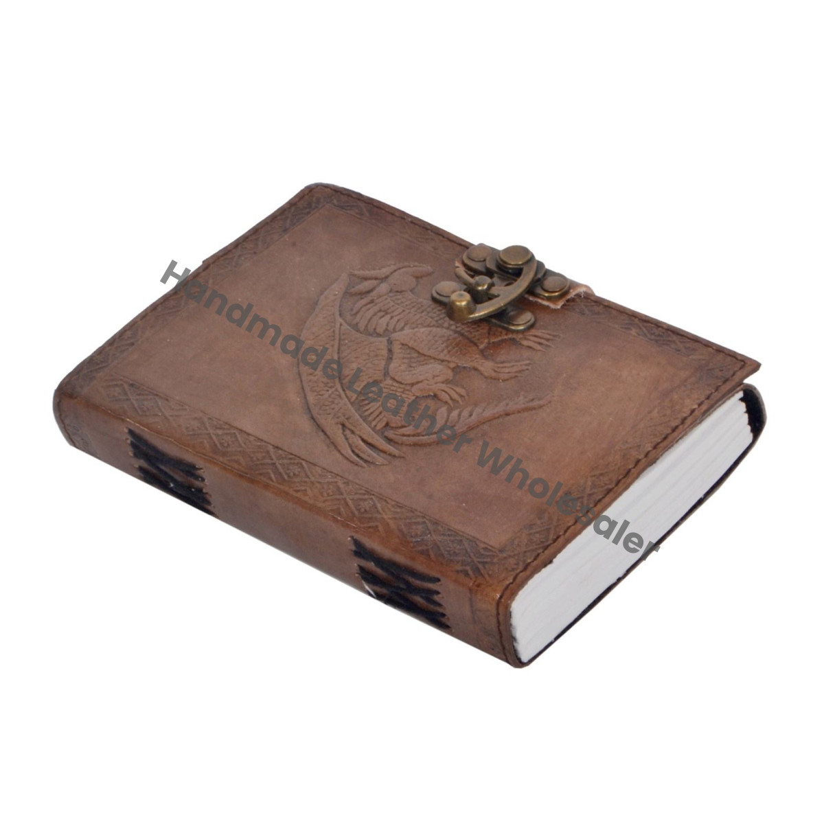 Dragon Embossed Charcoal Hardcover Journal Grimoire Blank Handmade Leather Spiral Thermal Binding Notebook Office College Poetry