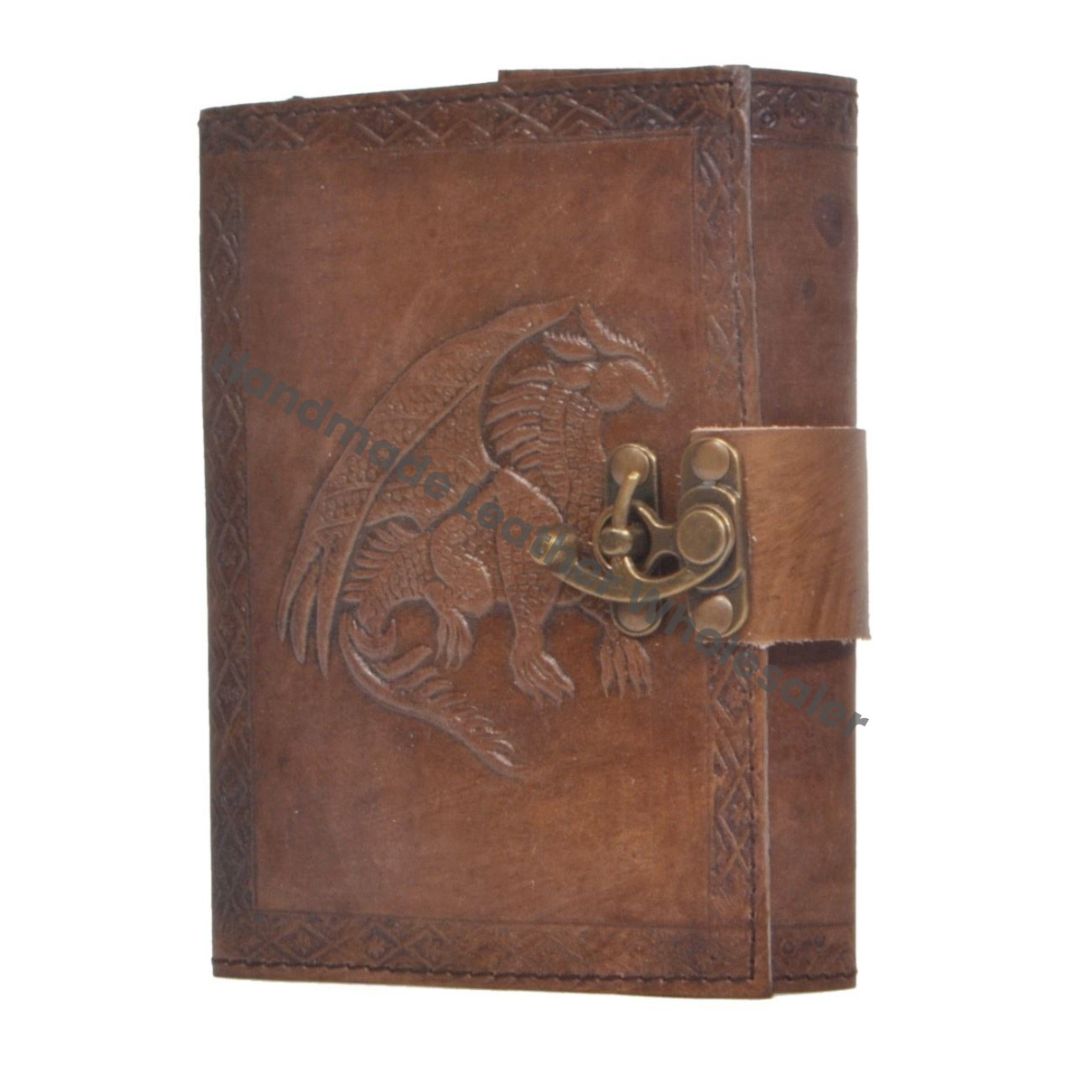 Dragon Embossed Charcoal Hardcover Journal Grimoire Blank Handmade Leather Spiral Thermal Binding Notebook Office College Poetry