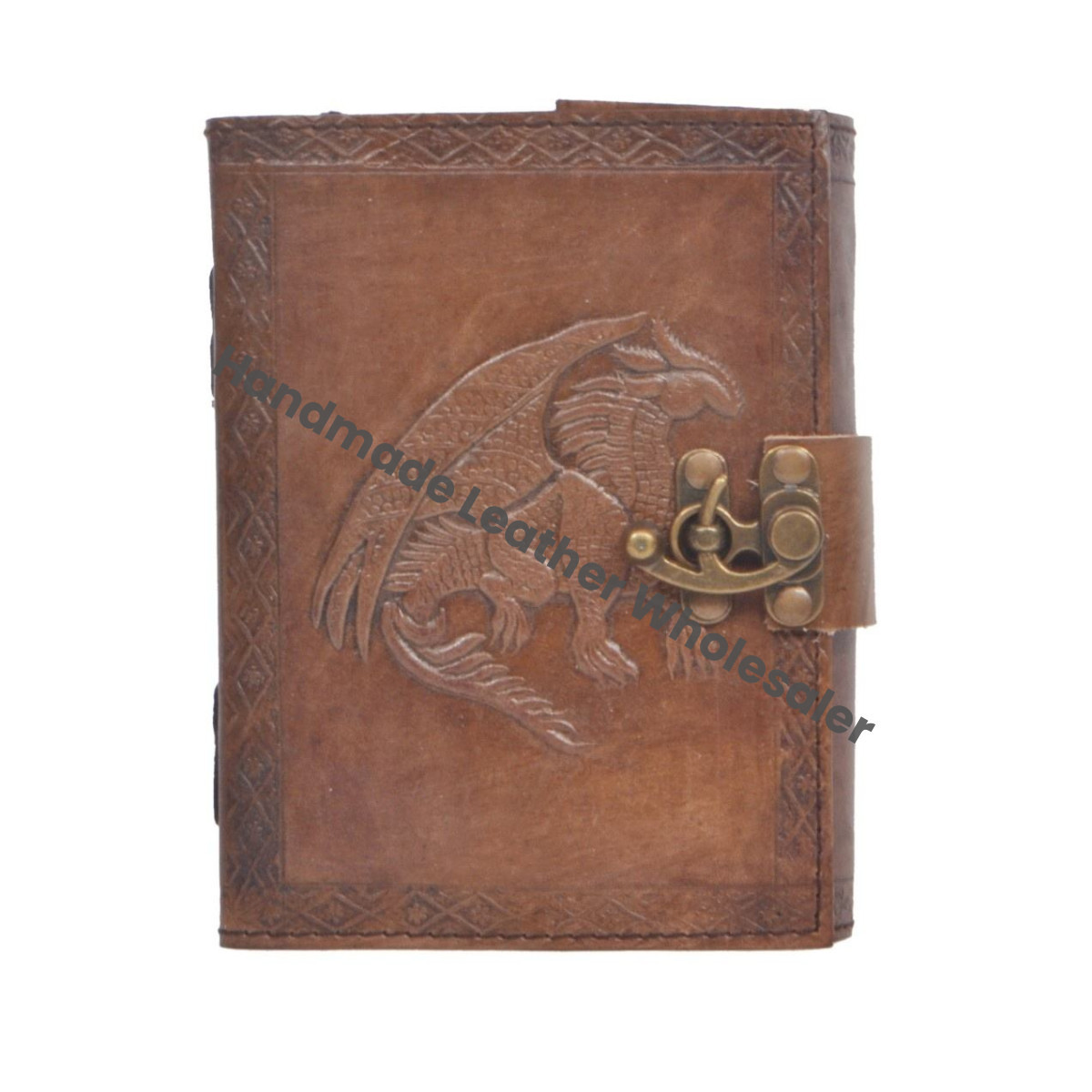 Dragon Embossed Charcoal Hardcover Journal Grimoire Blank Handmade Leather Spiral Thermal Binding Notebook Office College Poetry