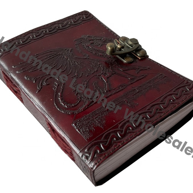 Dragon Embossed Leather Diary Hardcover Journal Gift Book Red Color Handmade Gratitude Journal Brown Leather Hardcover