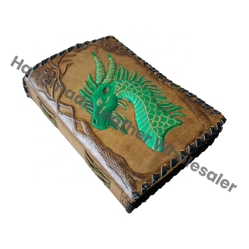 Dragon Journal Notebook Charcoal Diary for Men Women Vintage Handmade Leather Hardcover Spiral Binding Gift