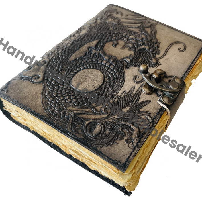 Dragon Leather Blank Grimoire Journal Book Shadows Spell Book Diary Notebook Sketchbook Artists Spiral Binding Gift Hardcover