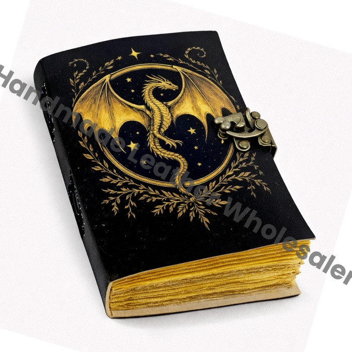 Dragon Leather Grimoire Journal, Travel Writing Notebook: Vintage Spell Book of Shadows