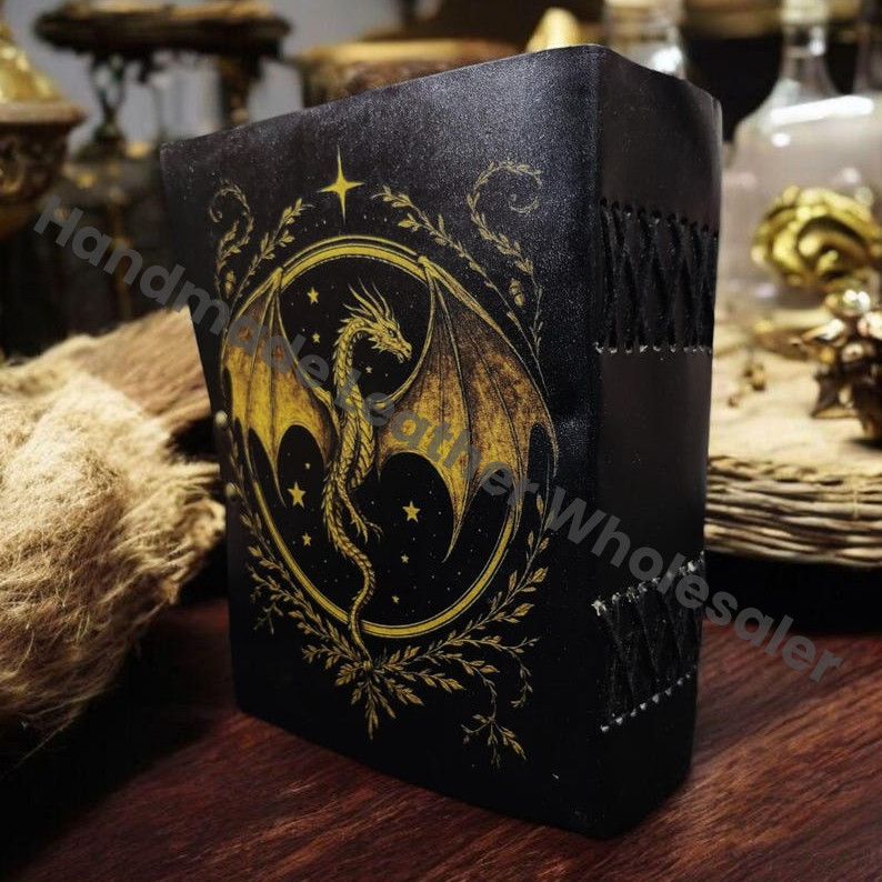 Dragon Leather Grimoire Journal, Travel Writing Notebook: Vintage Spell Book of Shadows