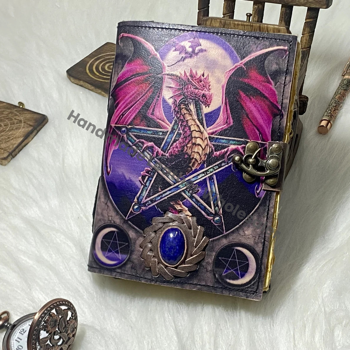 Dragon Leather Journal: Vintage Spell Book, Handmade Grimoire