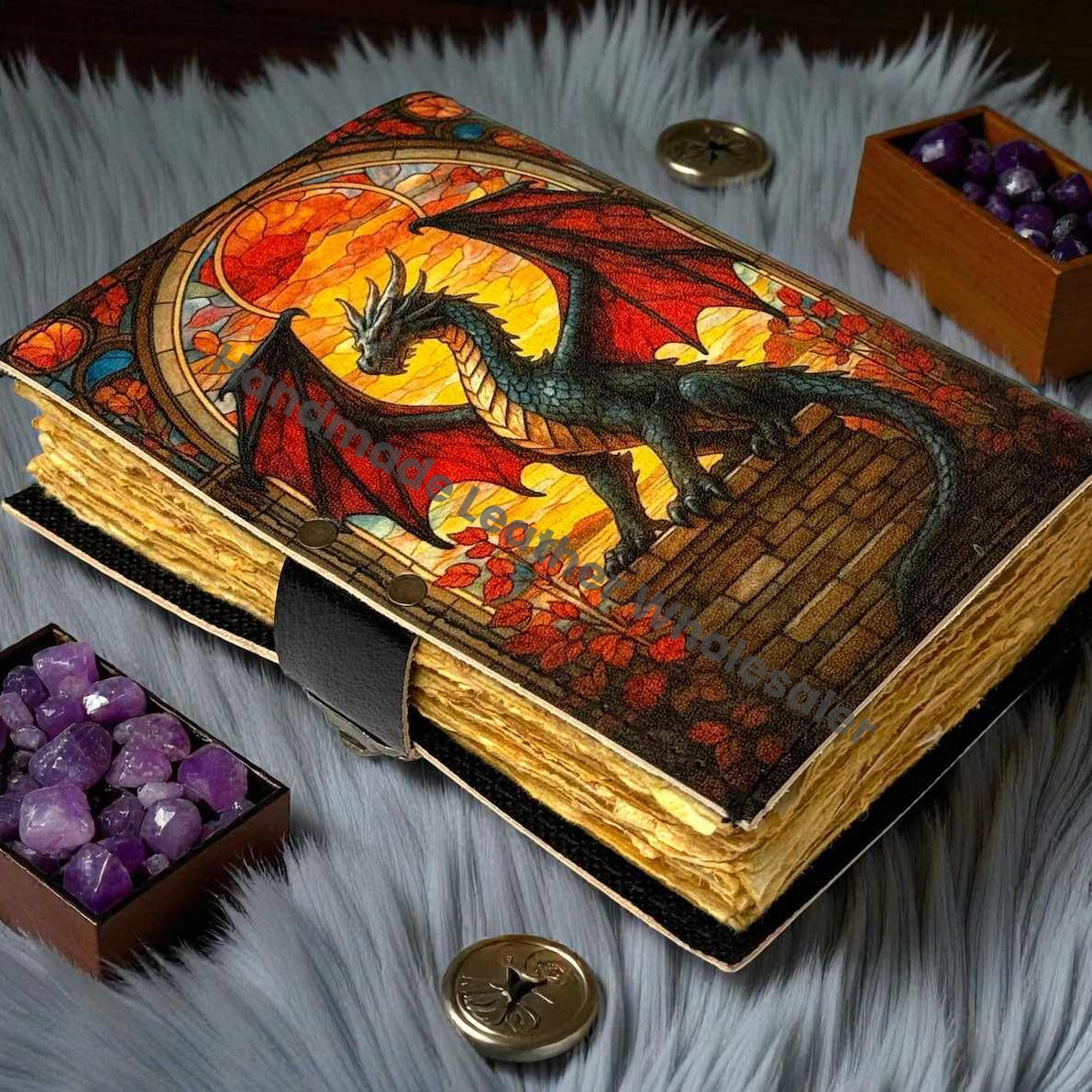 Dragon Leather Journal with Lock: Handmade Writing Notebook Handmade Book of Shadows, Large Book Spell book, Magic Diary Gift