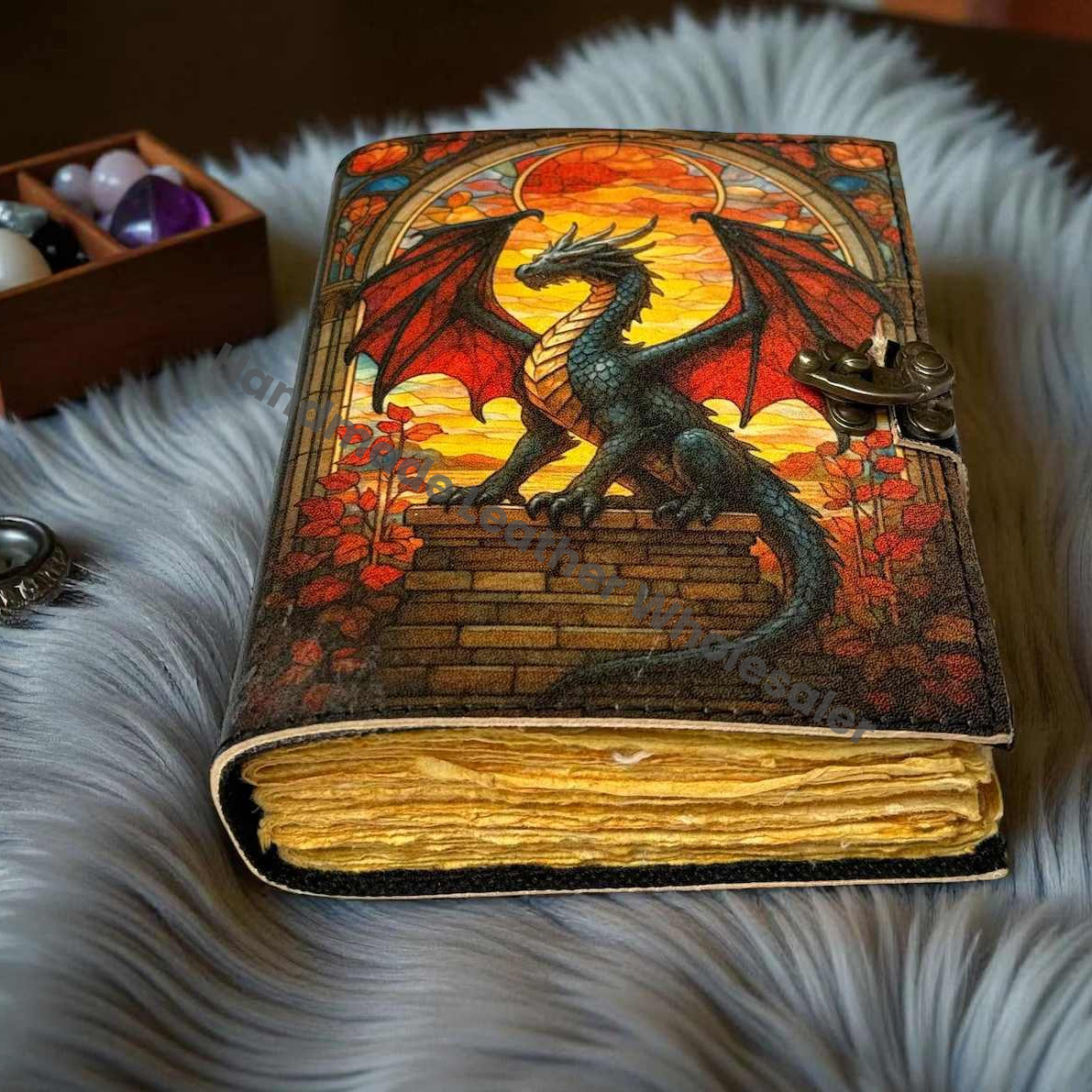 Dragon Leather Journal with Lock: Handmade Writing Notebook Handmade Book of Shadows, Large Book Spell book, Magic Diary Gift