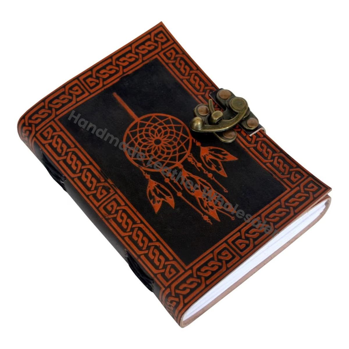 Dream Catcher Leather Journal Vintage Handmade Large Hardcover Thermal Gift Woman Writing Spell Sketchbook Supplies Diary