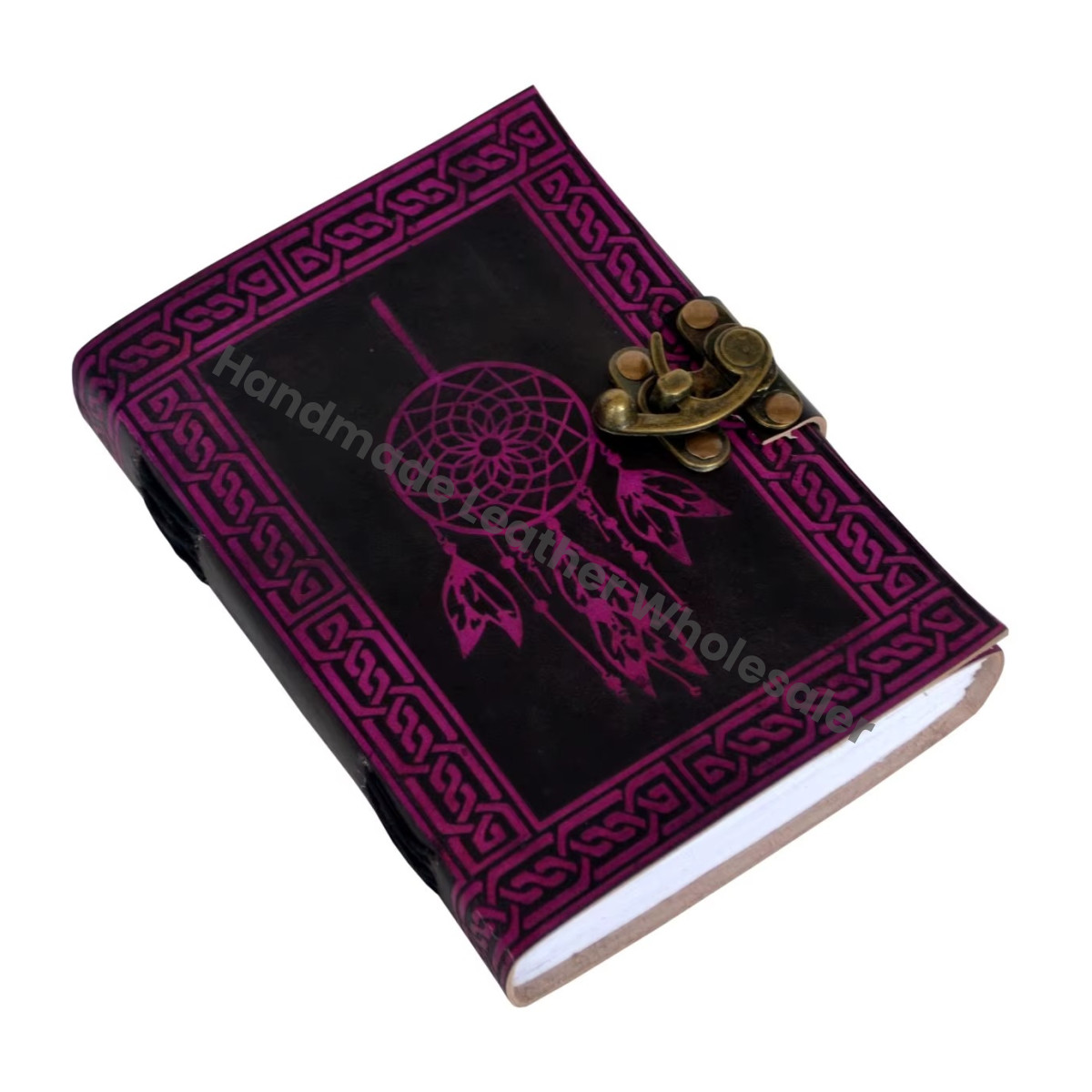 Dream Catcher Leather Journal Vintage Handmade Thermal Binding Large Book for Woman Spell Planner Sketchbook Supplies Diary Gift