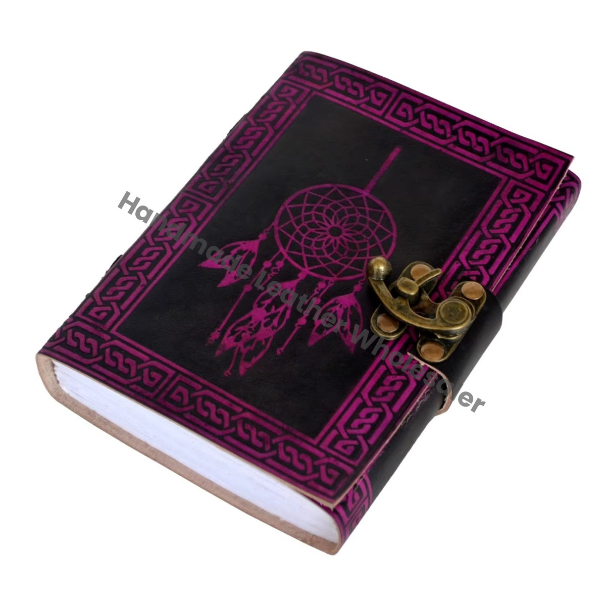 Dream Catcher Leather Journal Vintage Handmade Thermal Binding Large Book for Woman Spell Planner Sketchbook Supplies Diary Gift