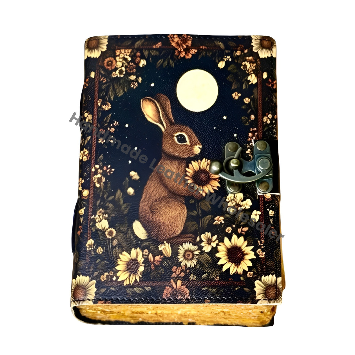 Easter Bunny Leather Grimoire, Handmade Book of Shadows, Wiccan Pagan Spellbook, Witchcraft Magic Journal, Occult Writing Diary, Witchy Gift