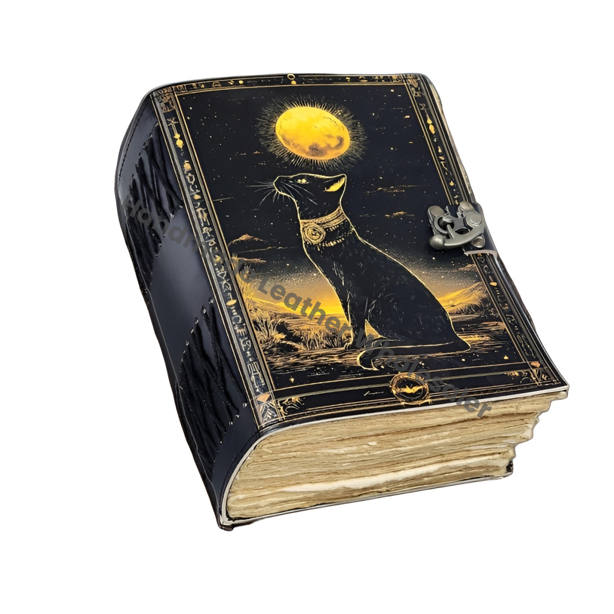 Egyptian Cat Leather Journal: Celestial Grimoire, Sketchbook, Dream Journal