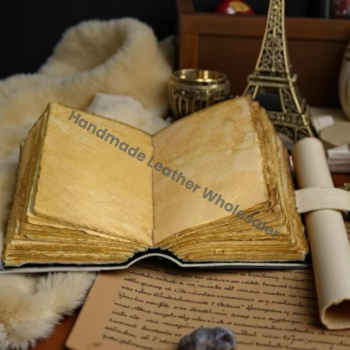 Egyptian Cat Leather Journal with Lock, Vintage Grimoire, Wiccan Pagan Spellbook, Witchcraft Gothic Notebook