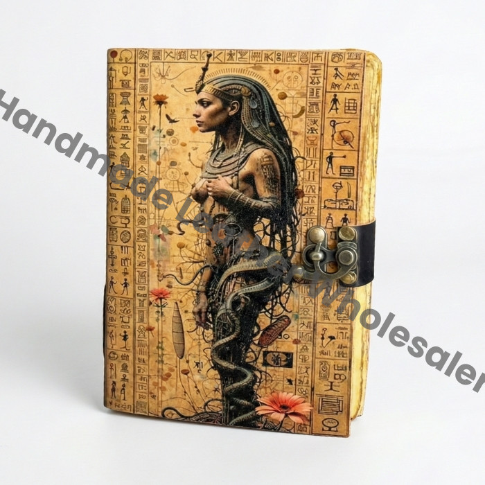 Egyptian Leather Journal | Vintage Cleopatra Notebook | Ancient Hieroglyph Grimoire | Serpent Queen Diary | Handmade Writing Sketchbook