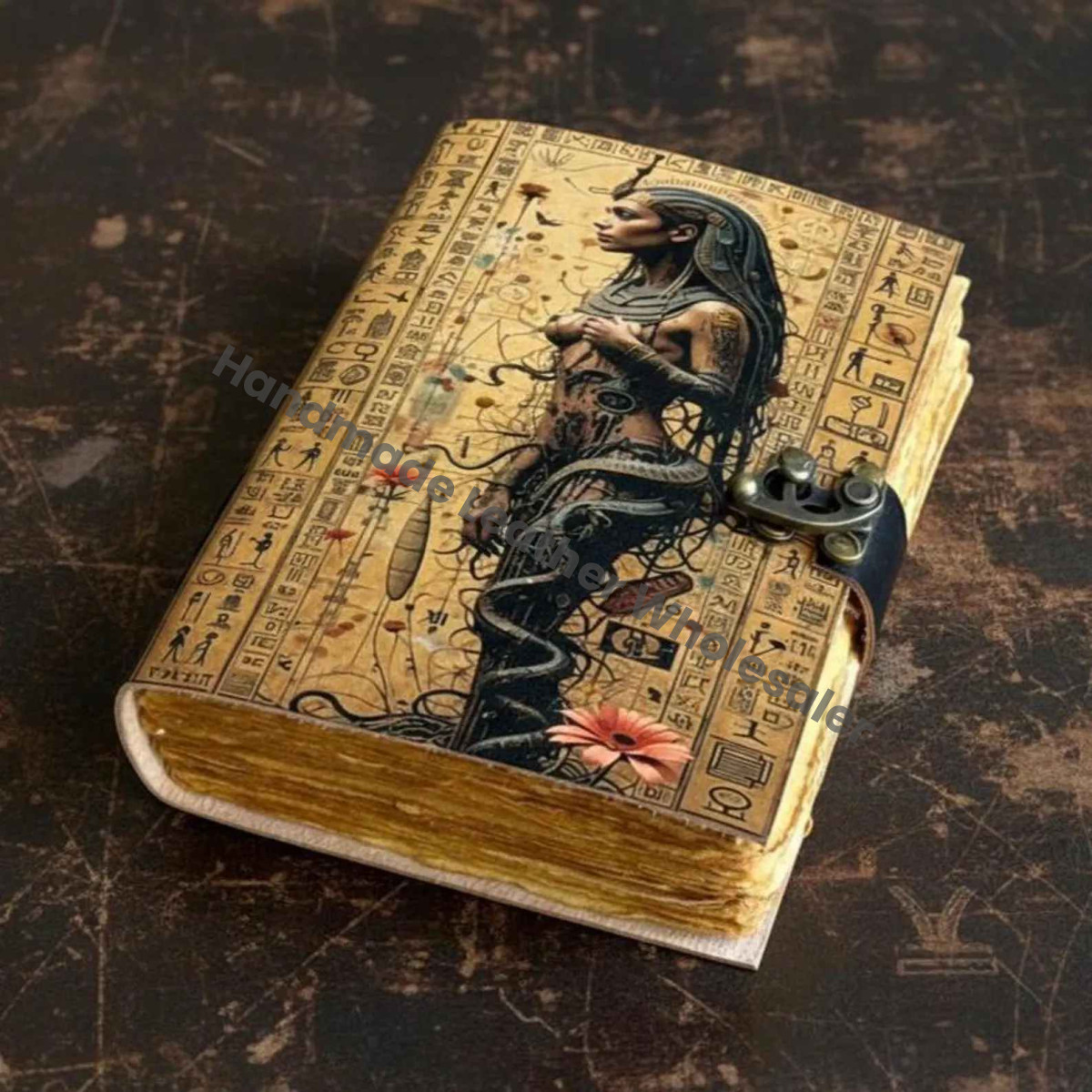 Egyptian Leather Journal | Vintage Cleopatra Notebook | Ancient Hieroglyph Grimoire | Serpent Queen Diary | Handmade Writing Sketchbook