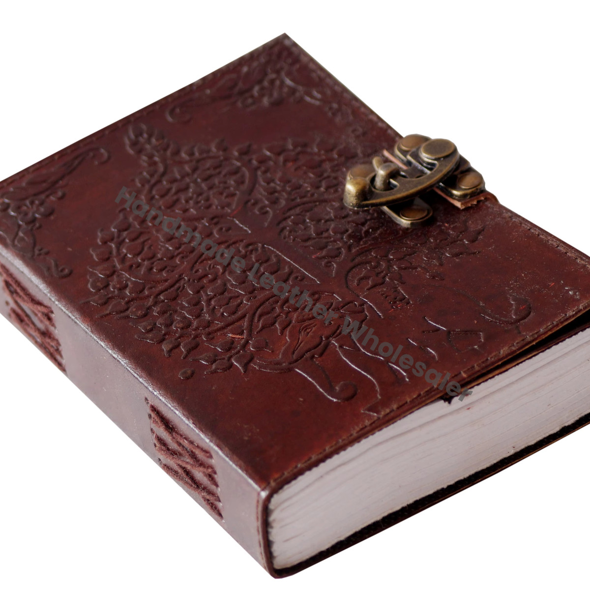 Elephant Tree Leather Embossed Hardcover Wiccan Planner Notebook Sketchbook Diary Recyclable Handmade Paper Custom