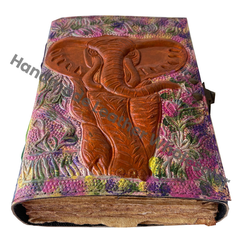Elephant Vintage Leather Journal Writing Notebook Antique Handmade Daily Notepad Sketchbook Ravel Diary Sewing Binding Gift