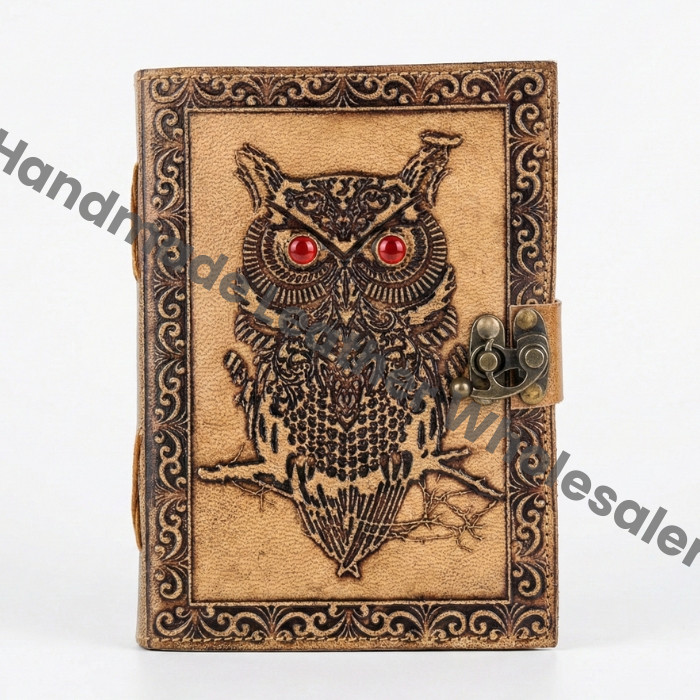 Embossed Celtic Owl Leather Journal: Handmade Book of Shadows