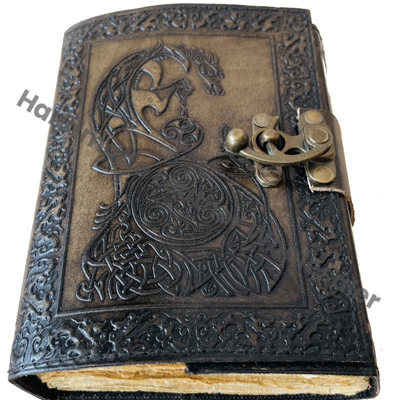 Embossed Handmade Book of Shadows Poetry Book Leather Journal Beautiful Collage Personal Organizer Notebook Spell Blank Wiccan