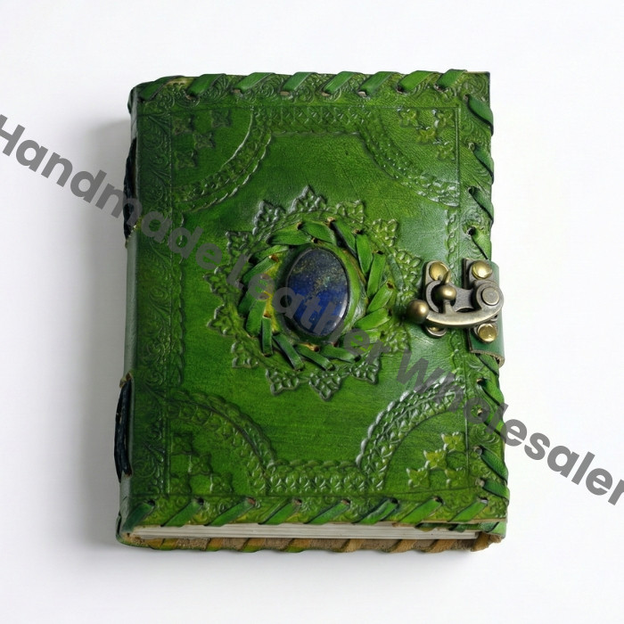 Embossed Leather Book of Shadows: Lapis Lazuli Grimoire Journal