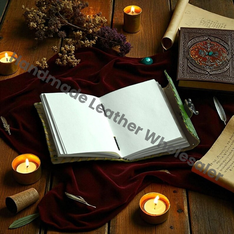 Embossed Leather Book of Shadows: Lapis Lazuli Grimoire Journal