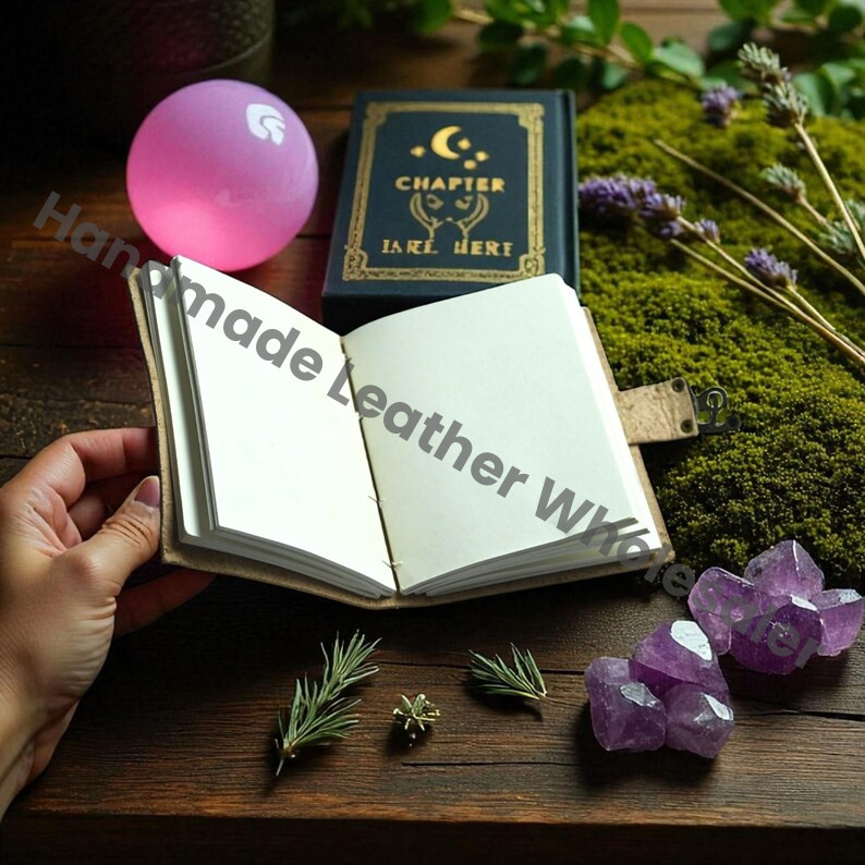 Embossed Leather Book of Shadows: Lapis Lazuli Grimoire Journal