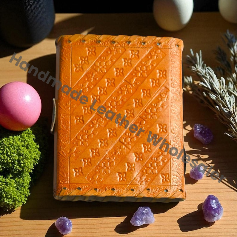 Embossed Leather Book of Shadows: Lapis Lazuli Grimoire Journal