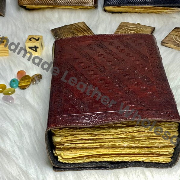 Embossed Leather Book of Shadows: Lapis Lazuli Grimoire Journal