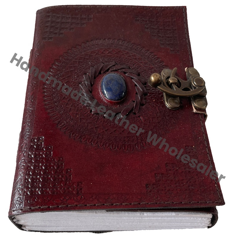 Embossed Leather Brown Stone Unlined Clasp Book Shadows Recyclable Handmade Paper C Lock Notebook Organizer Planner Gift Custom