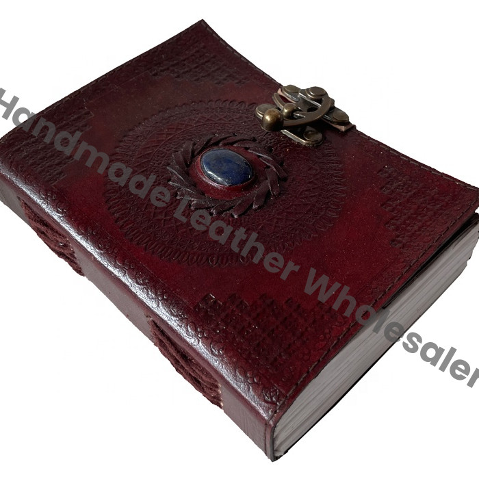 Embossed Leather Brown Stone Unlined Clasp Book Shadows Recyclable Handmade Paper C Lock Notebook Organizer Planner Gift Custom