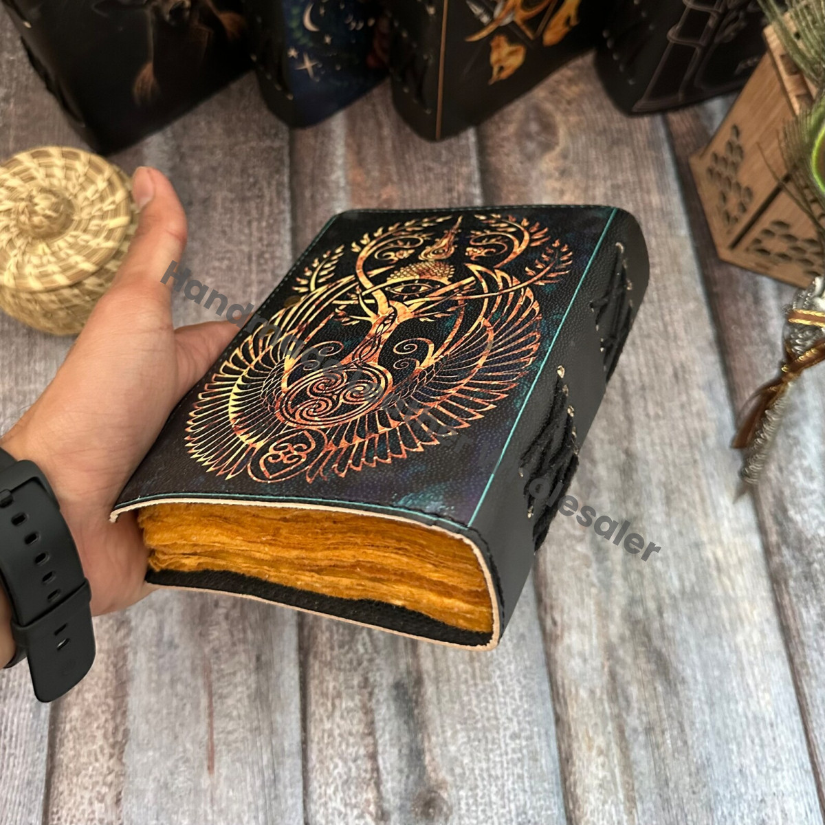 Embossed Leather Grimoire Journal: Blank Book of Shadows, Spellbook
