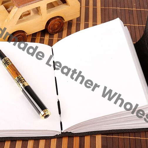 Embossed Leather Journal: Moon Wolf, Antique Lock, Handmade Leather Journal - , Antique Deckle edge Paper