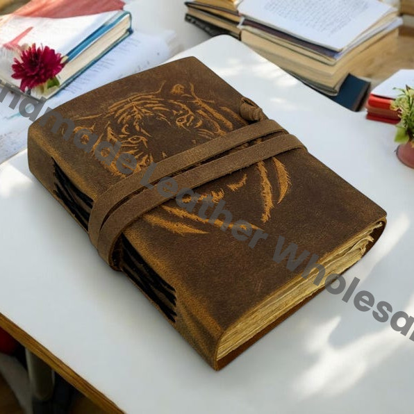 Embossed Leather Journal Tiger Animal Notepad, Prowling Tiger Notebook Vintage Travel Journal Junk Journal gifts for him her