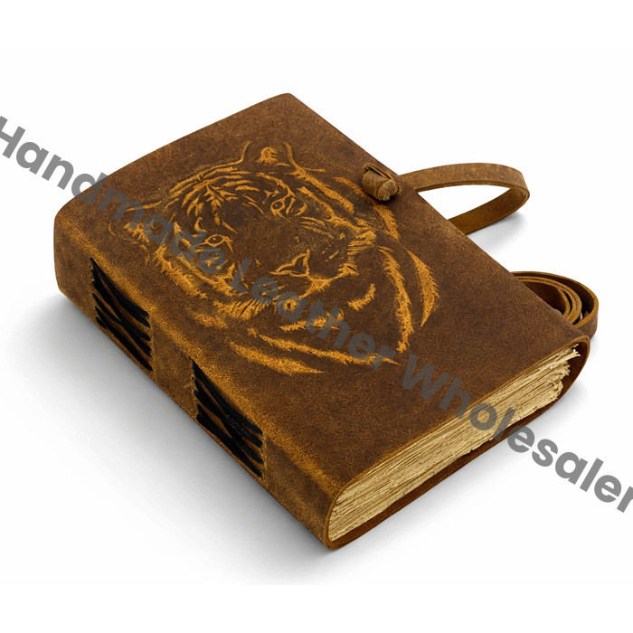 Embossed Leather Journal Tiger Animal Notepad, Prowling Tiger Notebook Vintage Travel Journal Junk Journal gifts for him her