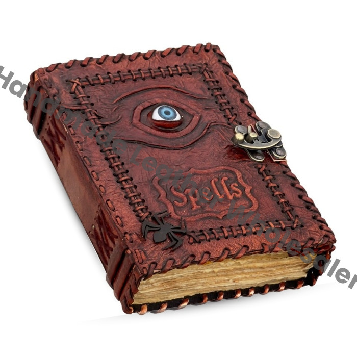 Embossed Leather Spell Book - Evil Eye Grimoire Journal
