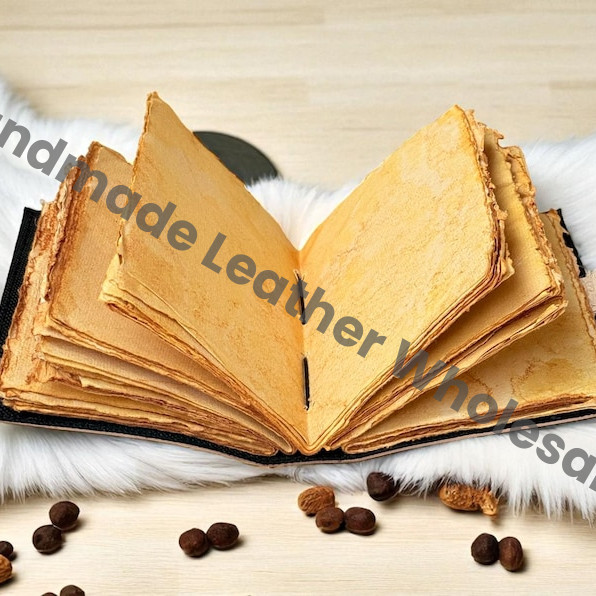 Enchanted Forest Goddess Leather Journal – Vintage Deckle Pages, Celtic Nature Diary, Handmade Witchy Grimoire, Deer Spirit Art Notebook