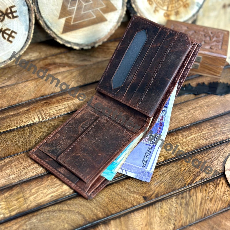 Engraved Full-Grain Leather Wallet, RFID Protection, Anniversary Gift