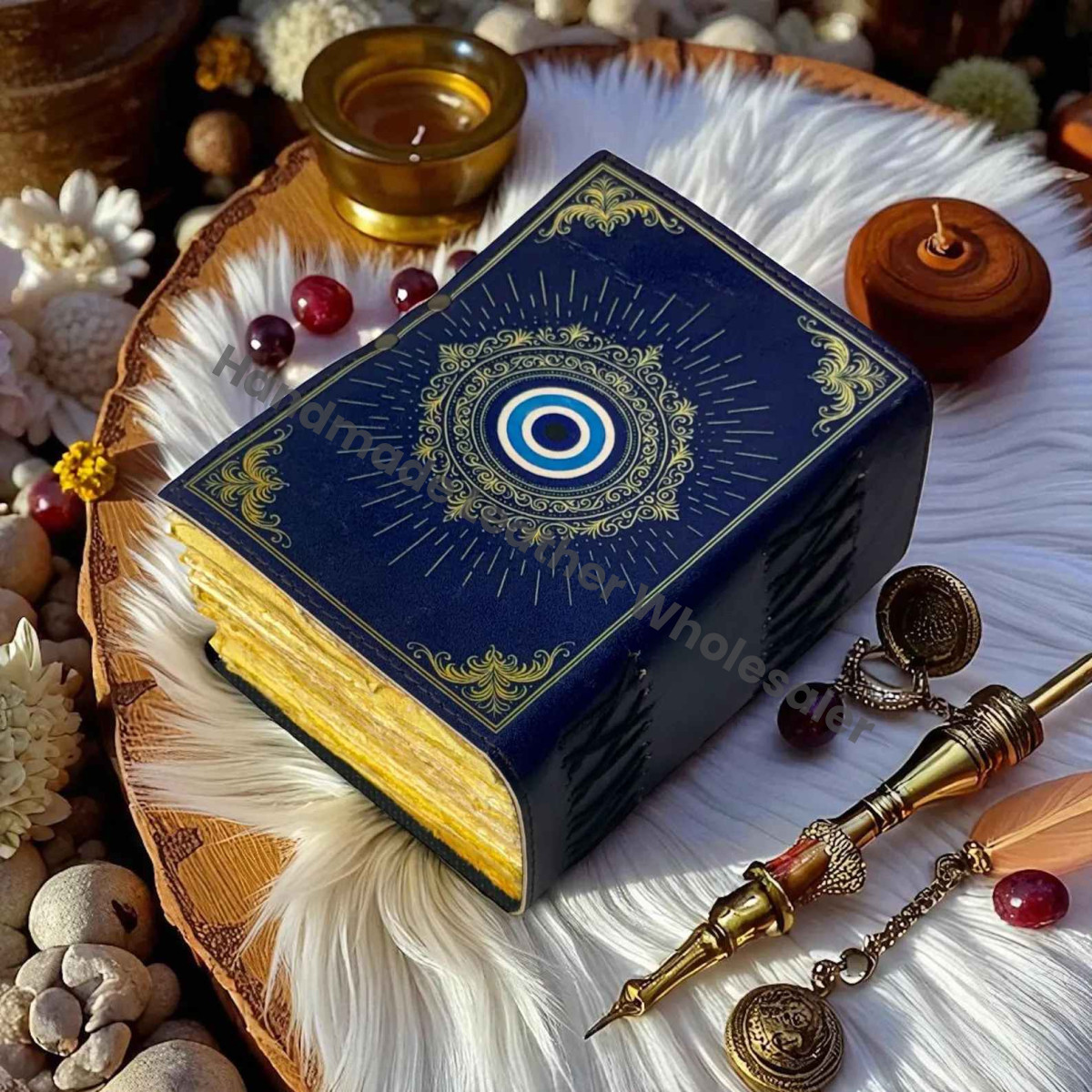 Evil Eye Leather Book of Shadows – Grimoire Journal, Witchcraft Spellbook, Wiccan Pagan Gothic Magic Diary