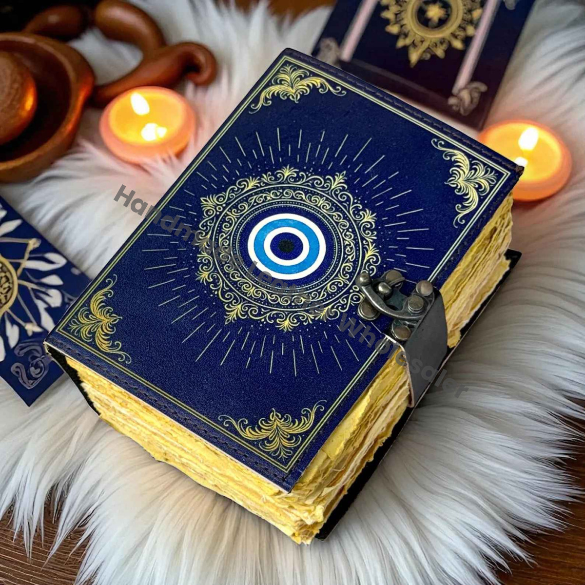 Evil Eye Leather Book of Shadows – Grimoire Journal, Witchcraft Spellbook, Wiccan Pagan Gothic Magic Diary