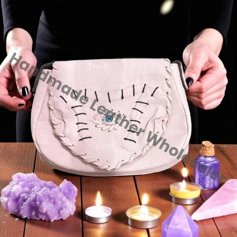 Evil Eye Leather Crossbody Bag, Halloween Sling Purse