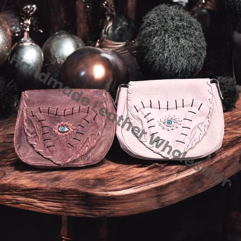 Evil Eye Leather Crossbody Bag, Halloween Sling Purse